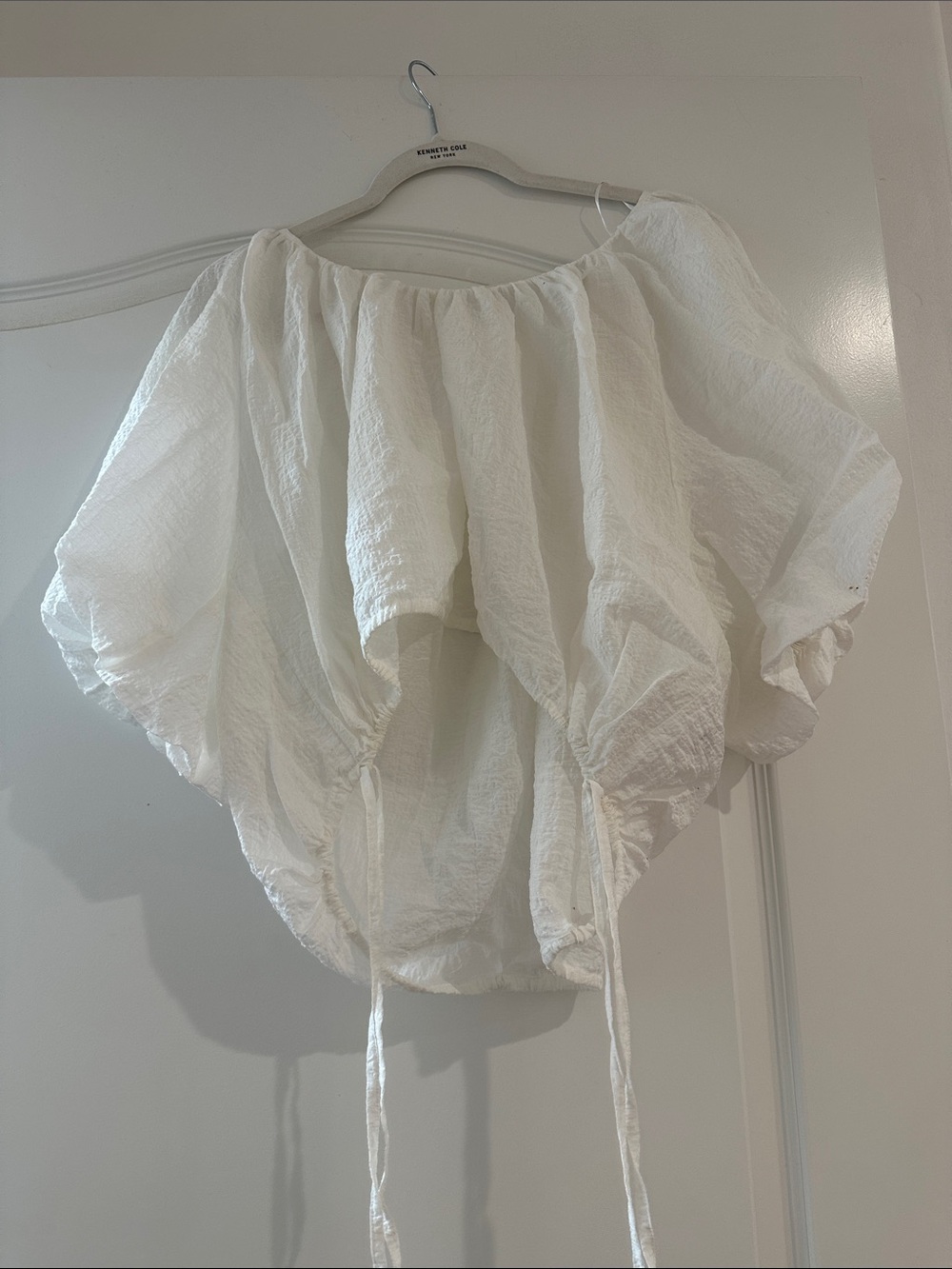White Peasant Top with Adjustable Ties